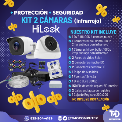KIT 2 CÁMARAS HiLook (Infrarrojo – 2MP)