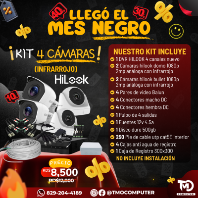 KIT 4 CÁMARAS – INFRARROJO (2MP)