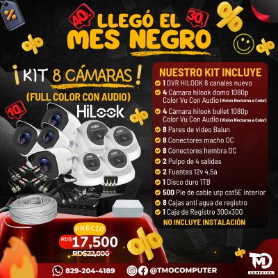 KIT 8 CÁMARAS – FULL COLOR CON AUDIO