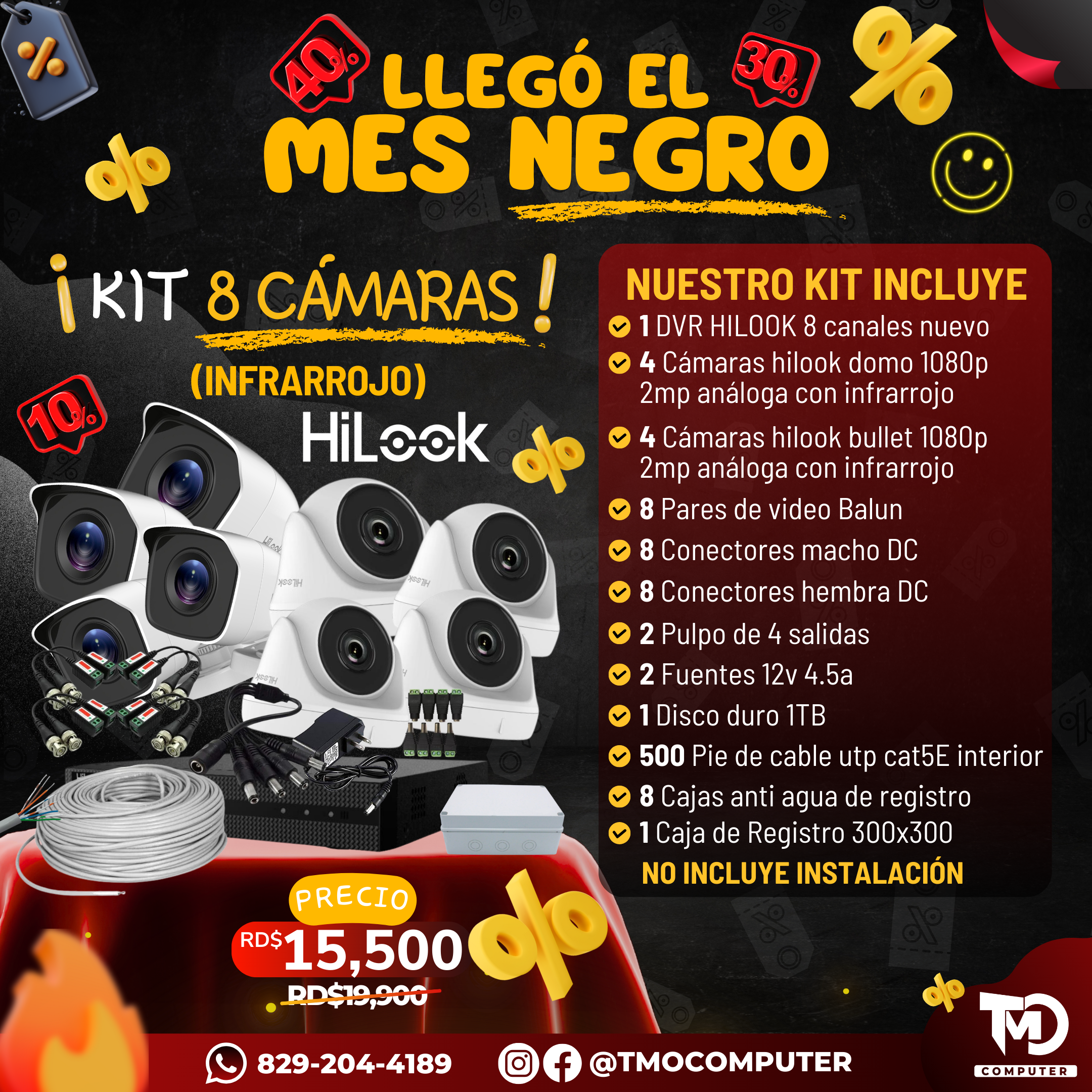 KIT DE 8 CAMARAS IR